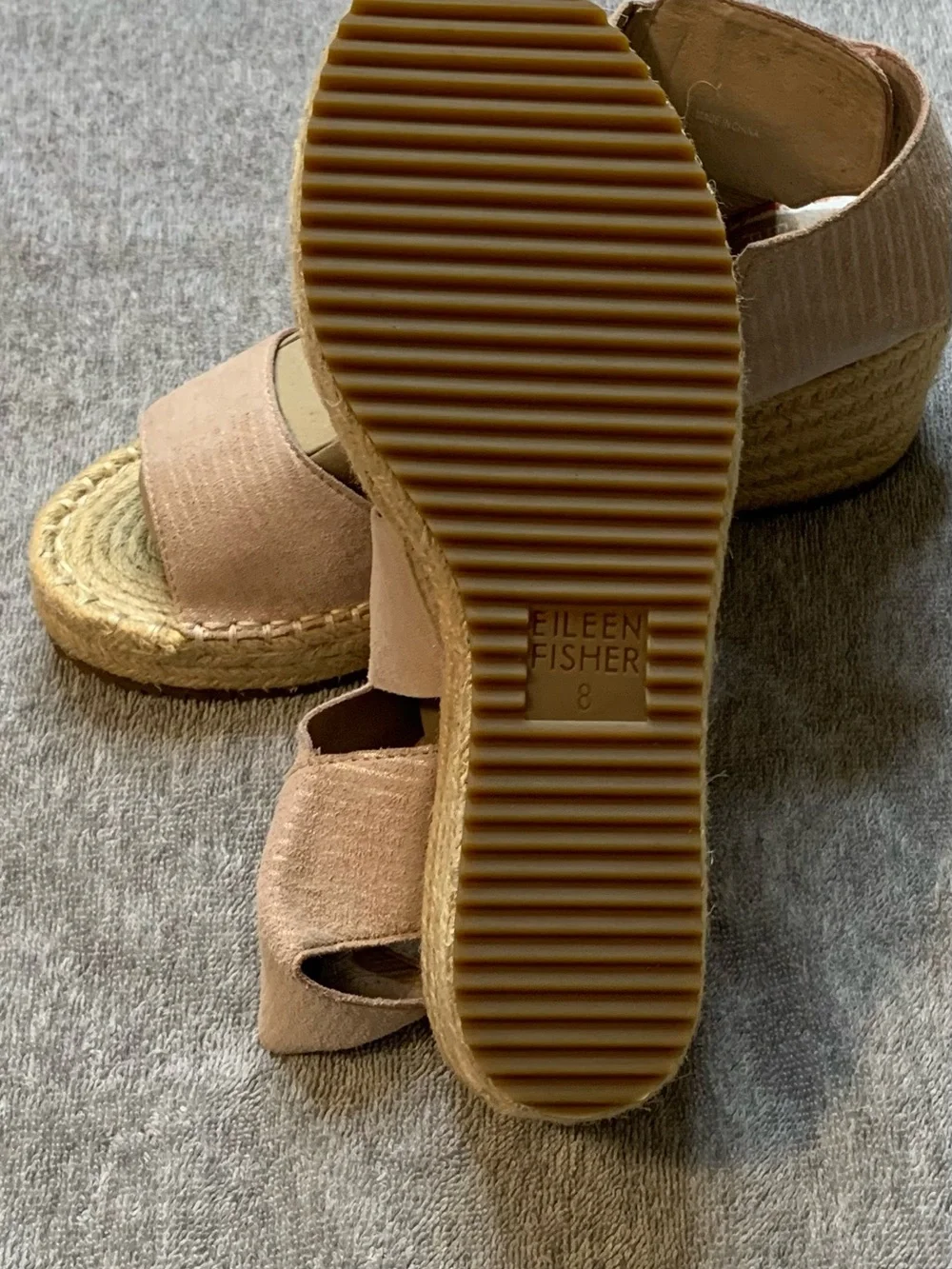 Eileen Fisher Willow 3 Espadrille Tumbled Leather Wedge Sandals